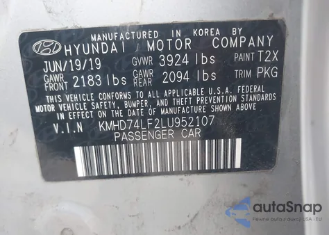 2020 Hyundai Elantra Se из США, поврежденный, VIN KMHD74LF2LU952107